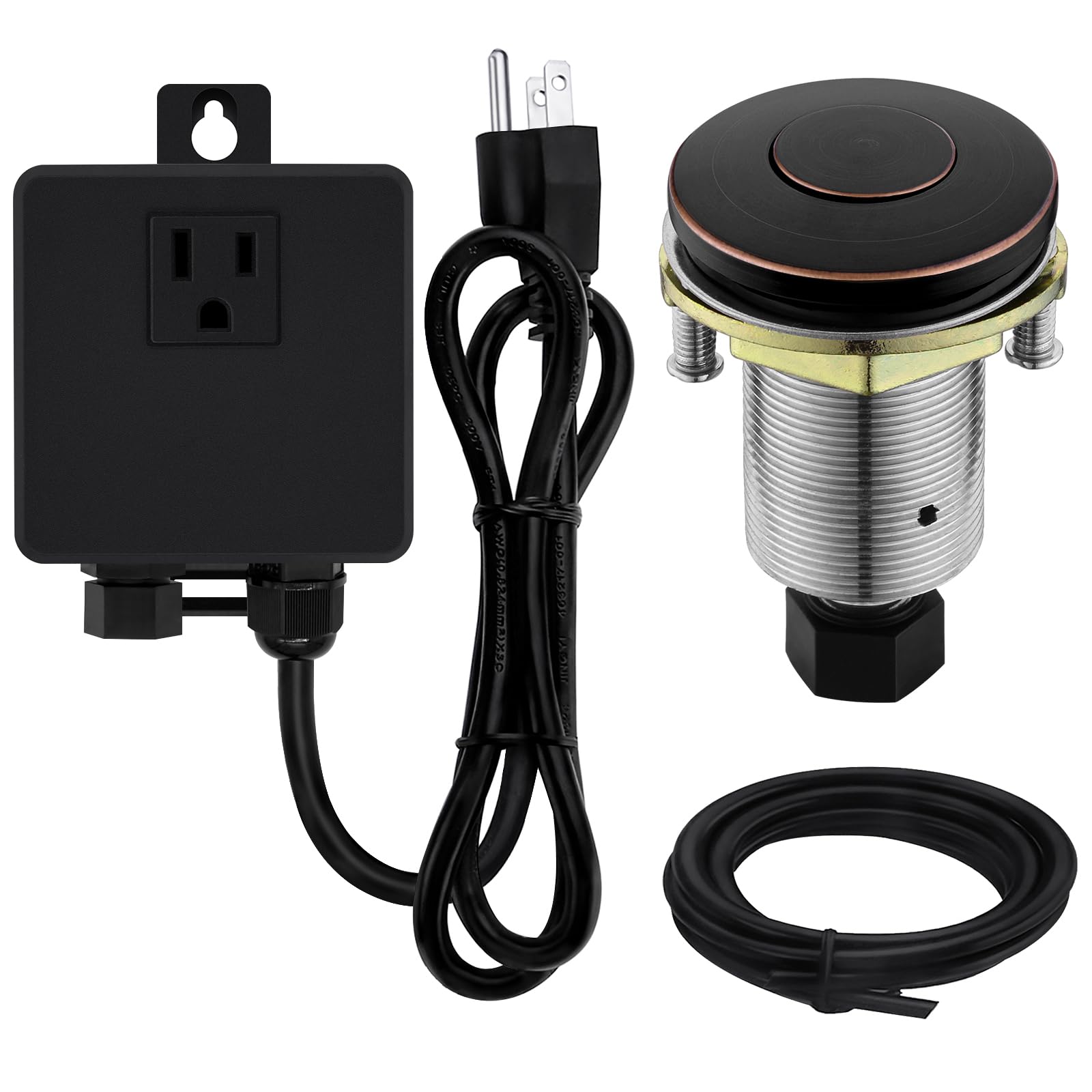 Stainless Steel Garbage Disposal Air Switch Kit with Oil Rubbed Bronze Button - Easy Sink Top Installation for Kitchen Waste Disposal & Dishwashing Convenience