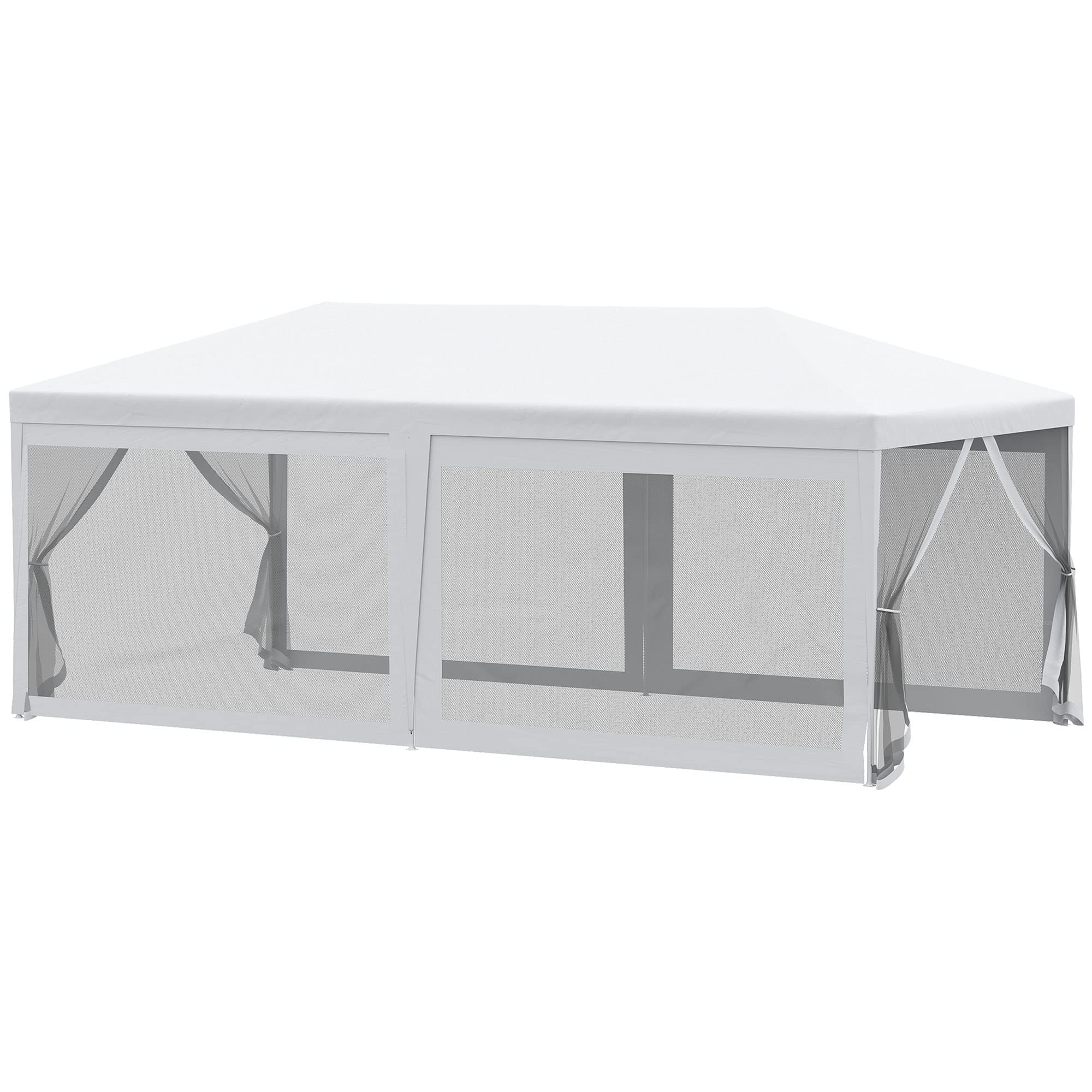 Outsunny 10' x 20' Gazebo Canopy Tent with 4 Removable Mesh Side Walls - White Outdoor Party Tent for Weddings, Events, Backyard Gatherings & Camping