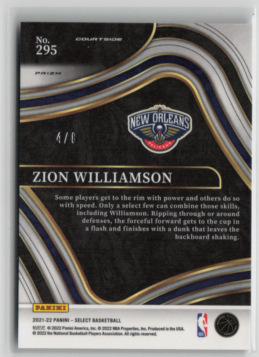 2021-22 Panini Select Courtside Zion Williamson Lucky Envelope 4/8 #295 Basketball Trading Card - Perfect for NBA Collectors & Sports Memorabilia Enthusiasts