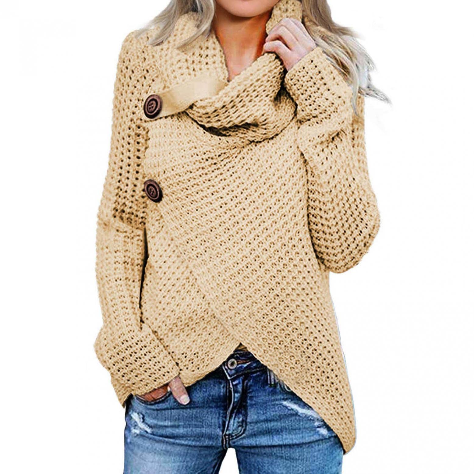 Vedolay Women's Cute Loose Long Sleeve Turtleneck Hoodie Sweater - Drawstring Pullover Sweatshirt for Casual Wear, Fall & Winter Fashion, Cozy Outfits