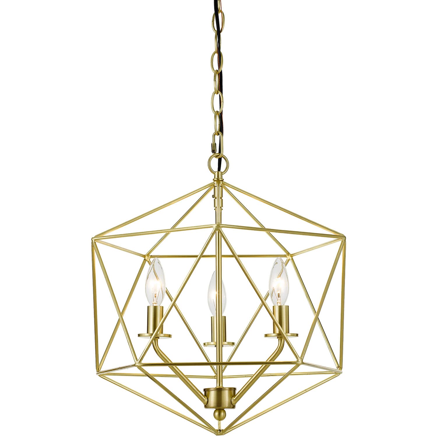 Hanover Serena 3-Light Gold Pendant Chandelier - Hardwire or Plug-in Swag Hanging Light Fixture for Bedroom, Living Room, Hallway, Entryway, Kitchen, Nursery - Perfect for Modern Home Decor and Ambient Lighting