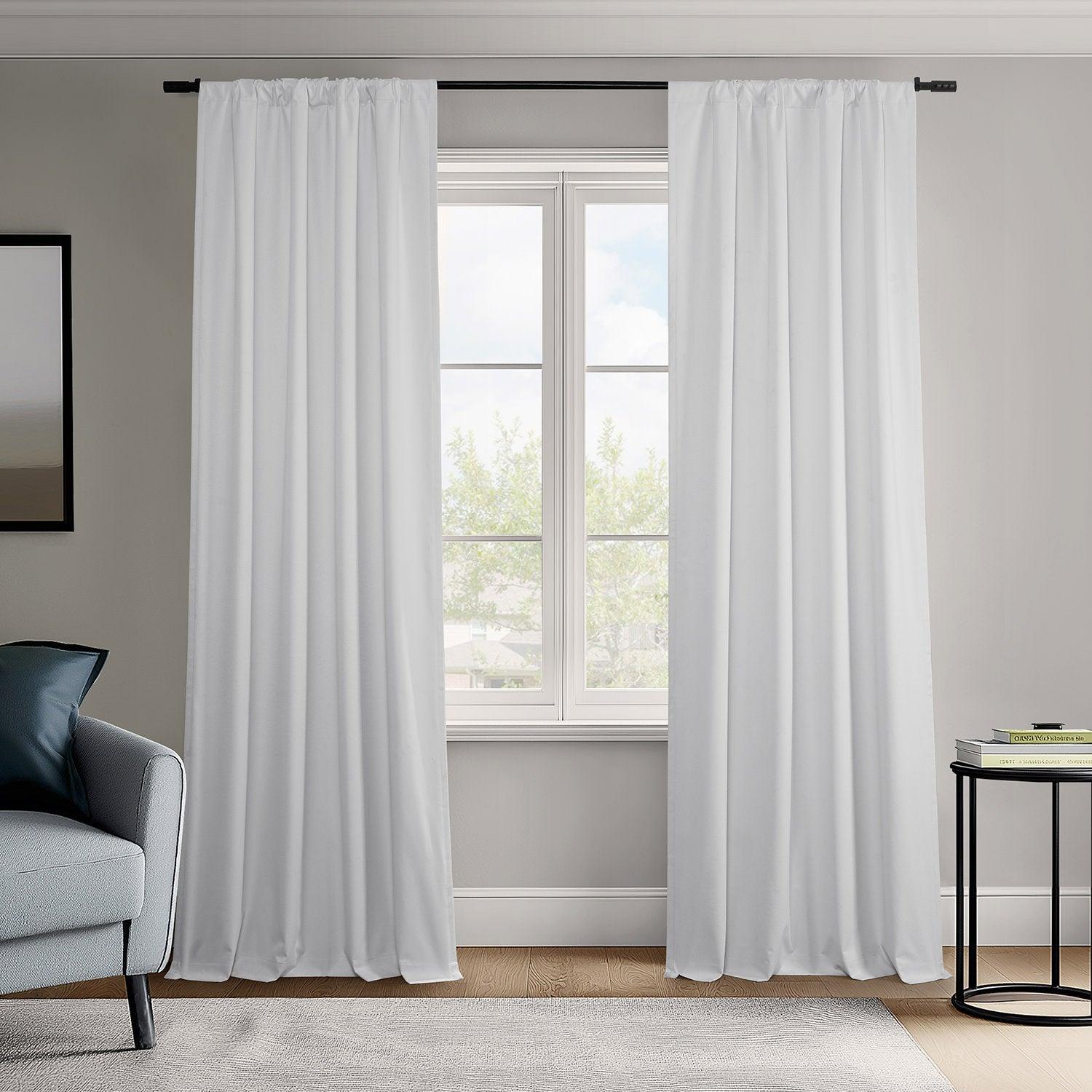 Off White Vienna Basic Linen Blackout Curtains - 2 Panels Set for Bedroom & Living Room - Light Blocking Thermal Insulated Window Drapes for Home Decor