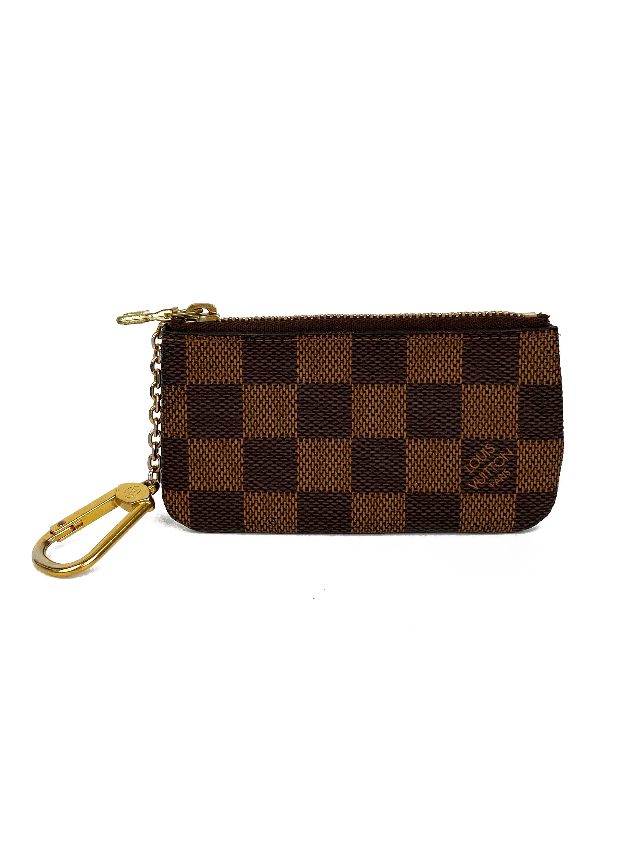 Louis Vuitton Damier Ebene Key Pouch - Genuine Leather Key Holder Wallet for Women & Men - Perfect for Organizing Keys, Cards & Coins (Ideal for Travel, Daily Use & Gift)