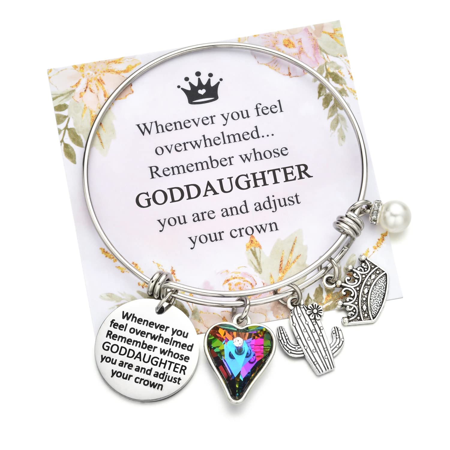 Inspirational Charm Bracelets for Women & Teen Girls - Christmas, Birthday Gifts for Aunt, Mom, Godmother, Grandma, Niece, Sister & Goddaughter | Elegant Bangle Jewelry for Special Occasions & Daily Wear