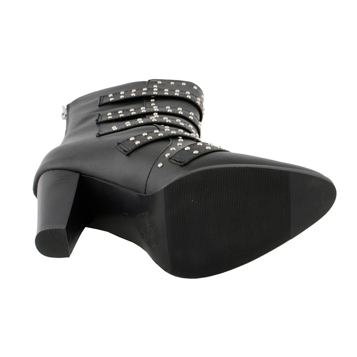 Milwaukee Leather MBL9428 Women's Black Studded Fashion Boots with Buckle Detail - Stylish Ankle Boots for Casual Outfits & Night Out