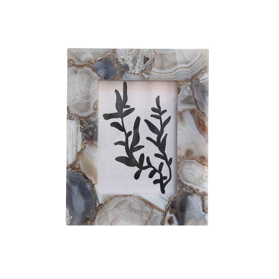 5x7 Agate Photo Frame - Elegant Natural Stone Picture Display for Home Decor, Wedding Gifts & Office Desk Accessories