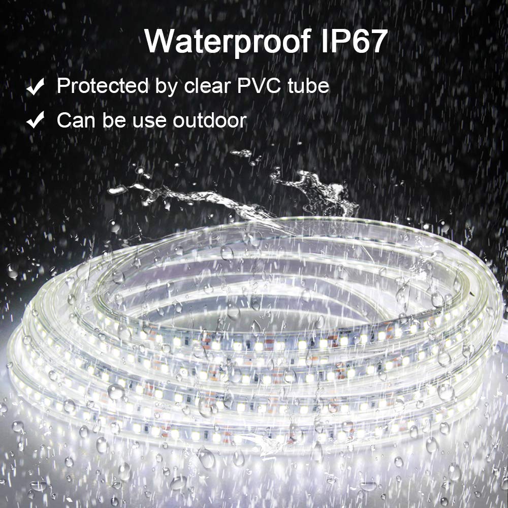 ALITOVE 24V Waterproof LED Strip Lights 32.8ft 1200 LEDs 2835 SMD Cool White 6000K Ultra Bright Flexible Ribbon - Perfect for Outdoor, Kitchen, Garden, Under-Cabinet & Backyard Lighting (No Power Supply & Adhesive Included)