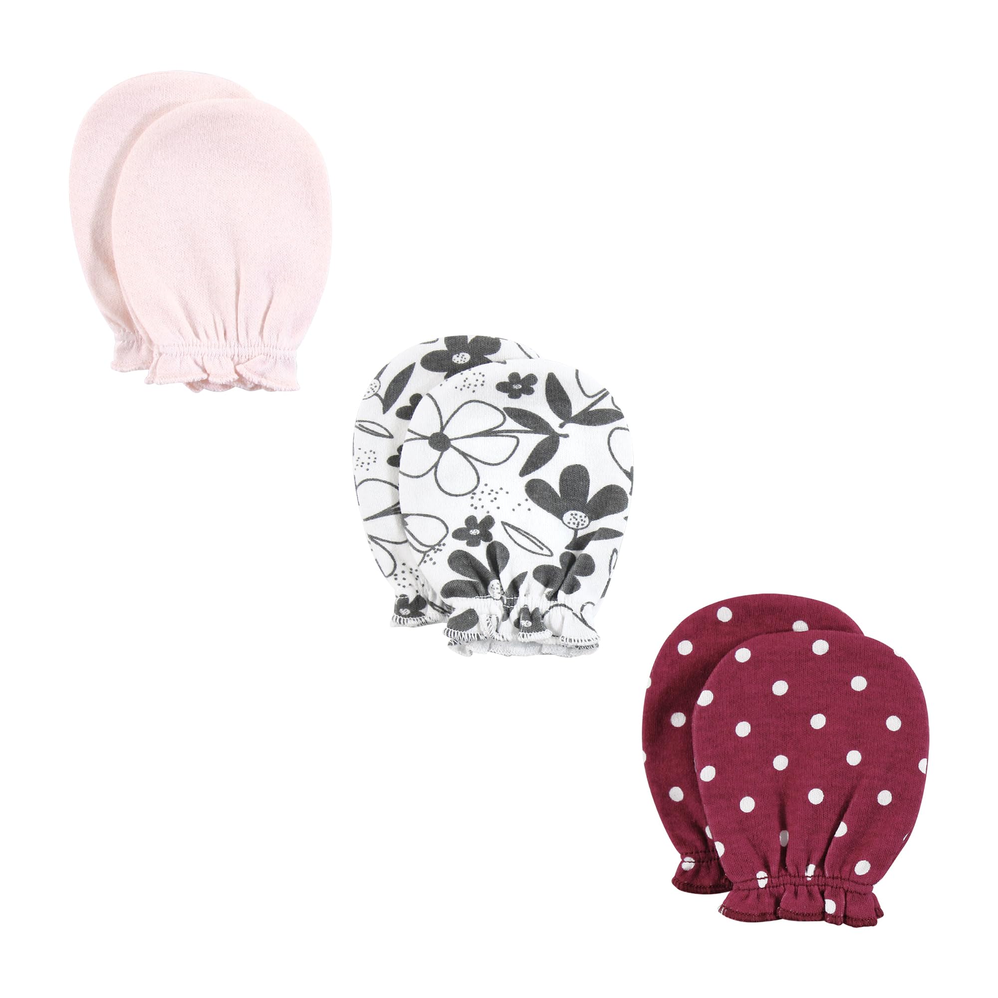 Hudson Baby Unisex Newborn Caps Mittens & Socks Set - Retro Floral Design for 0-6 Months | Soft Cotton Baby Accessories for Winter, Photo Shoots & Gift Giving