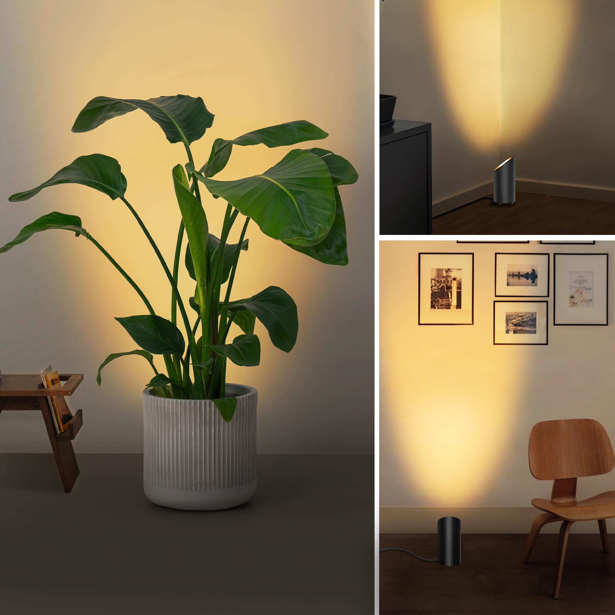 SUNVIE 4 Pack 5W GU10 Uplights - 2700K Warm White Indoor Spot Lights with 5.9ft Cord & Foot Switch for Home Plants, Picture Lighting, Wall Wash & Accent Decor