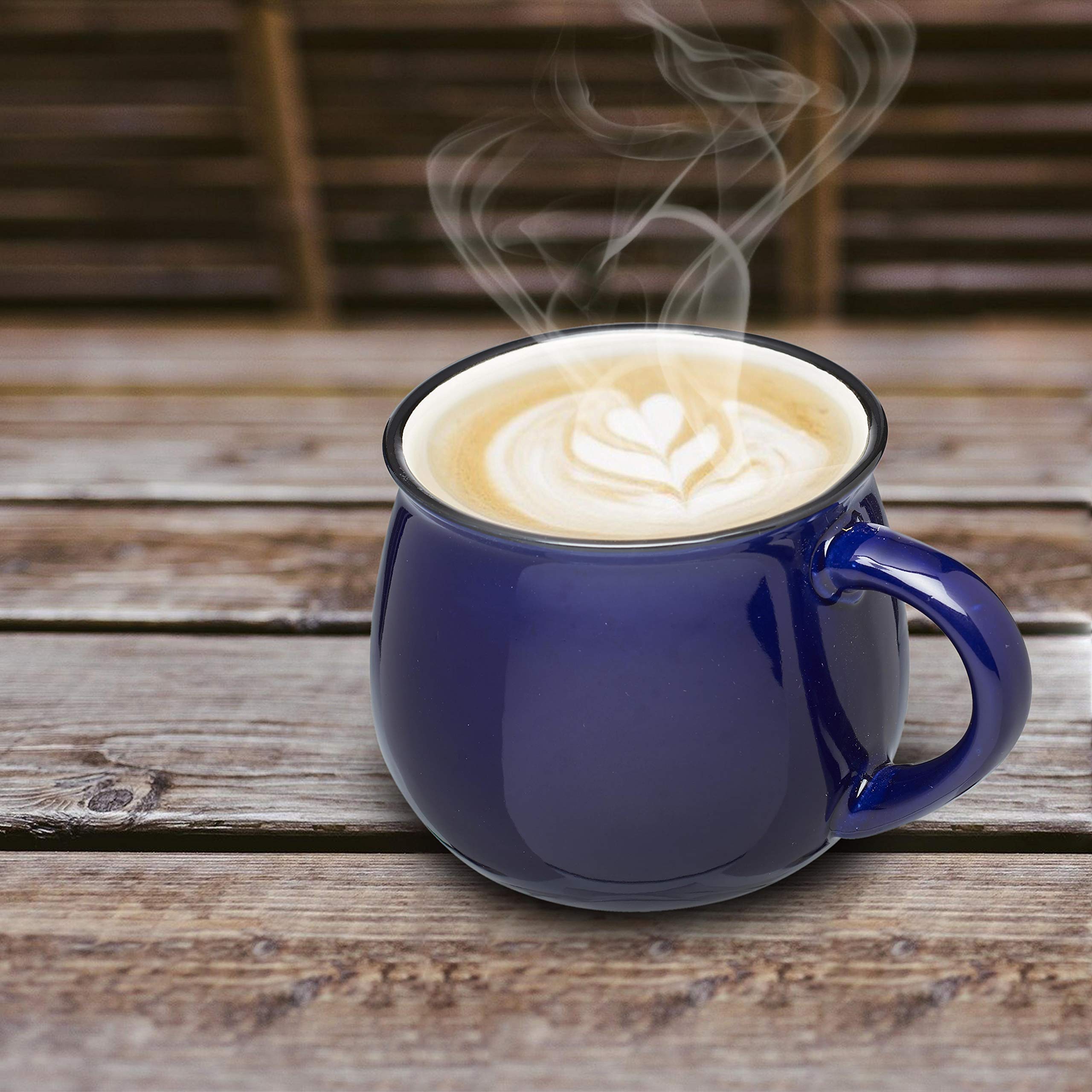 Custom Glazed Campfire Coffee Mugs 12 oz Set of 50 - Personalized Bulk Coffee Cups for Camping, Picnics & Outdoor Adventures - Durable Cobalt Blue Ceramic Mugs for Coffee, Tea, Hot Chocolate & Beverages - Perfect for Restaurants, Cafes & Corporate Gifts