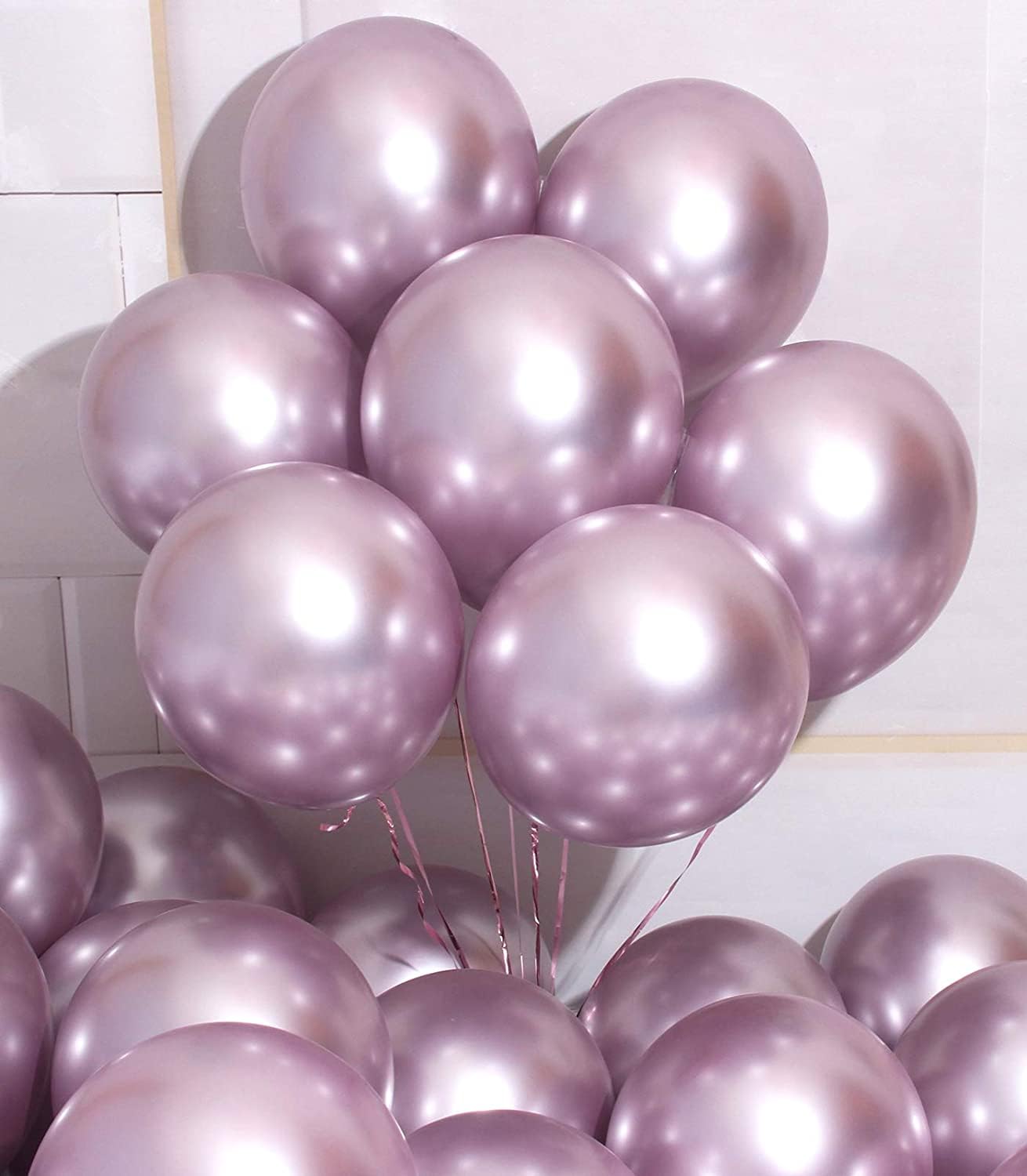 12 Inch Chrome Latex Balloons - 50 Pack Lavender Purple for Birthday Party Decorations, Baby Showers & Wedding Events