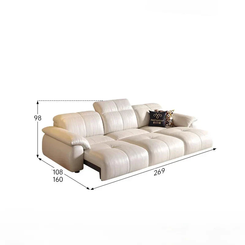 Remote Control Reclining Leather Sectional Sofa - Power Adjustable Headrest & Lumbar Support for Living Room, Home Theater & Family Lounge