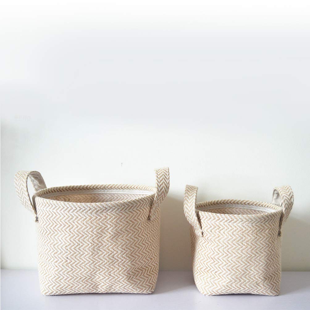 Stylish Hemoton Small Woven Cotton Basket - Decorative Closet Organizer, Nursery Storage Bin, Toy Basket & Desktop Organizer | Perfect for Home, Office & Kids Room Organization