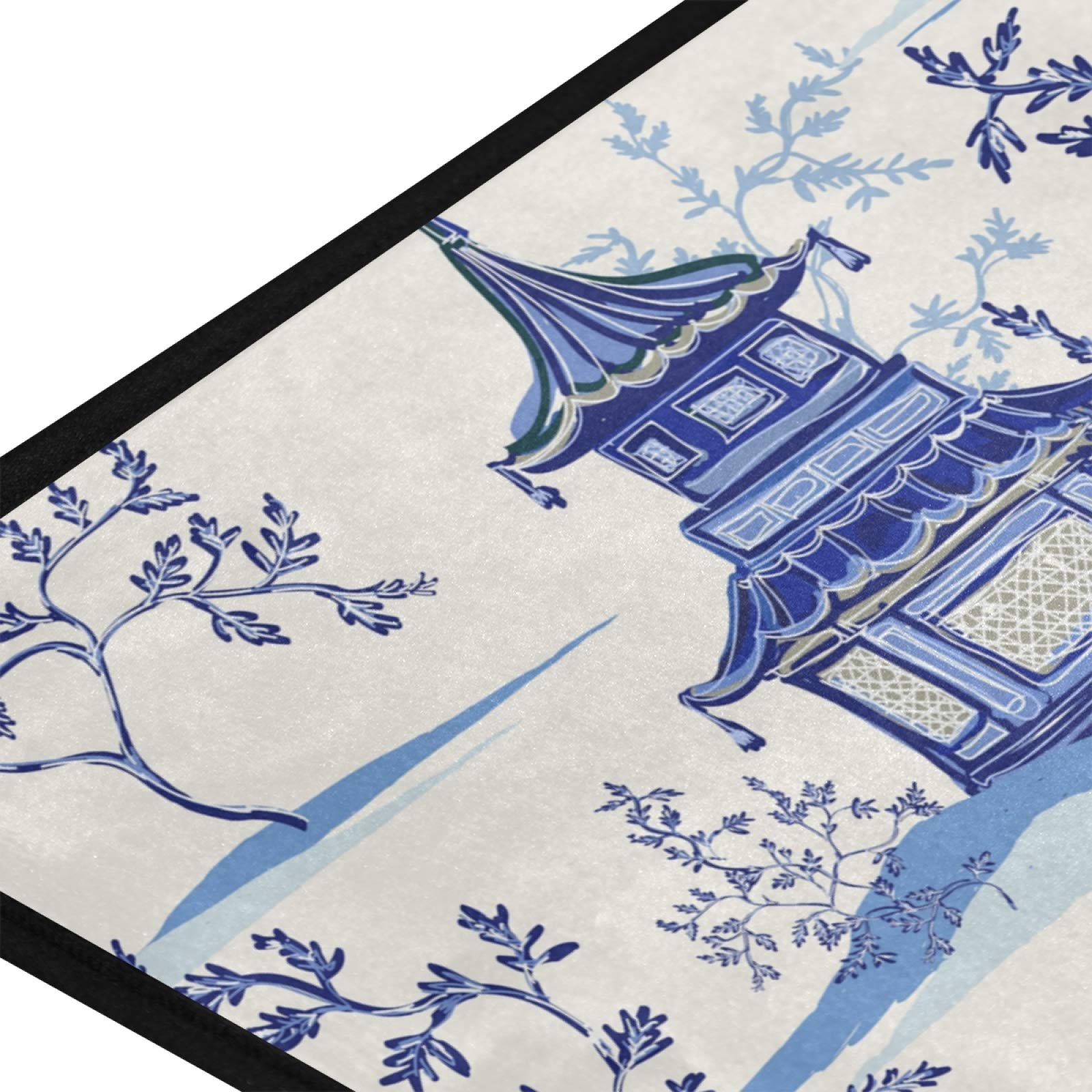 Susiyo Anti-Fatigue Kitchen Mat - Non-Slip Chinoiserie Pagoda Design Floor Rug, Oil & Stain Resistant, Easy Clean for Indoor/Outdoor Use - Perfect for Kitchens, Bathrooms & Entryways