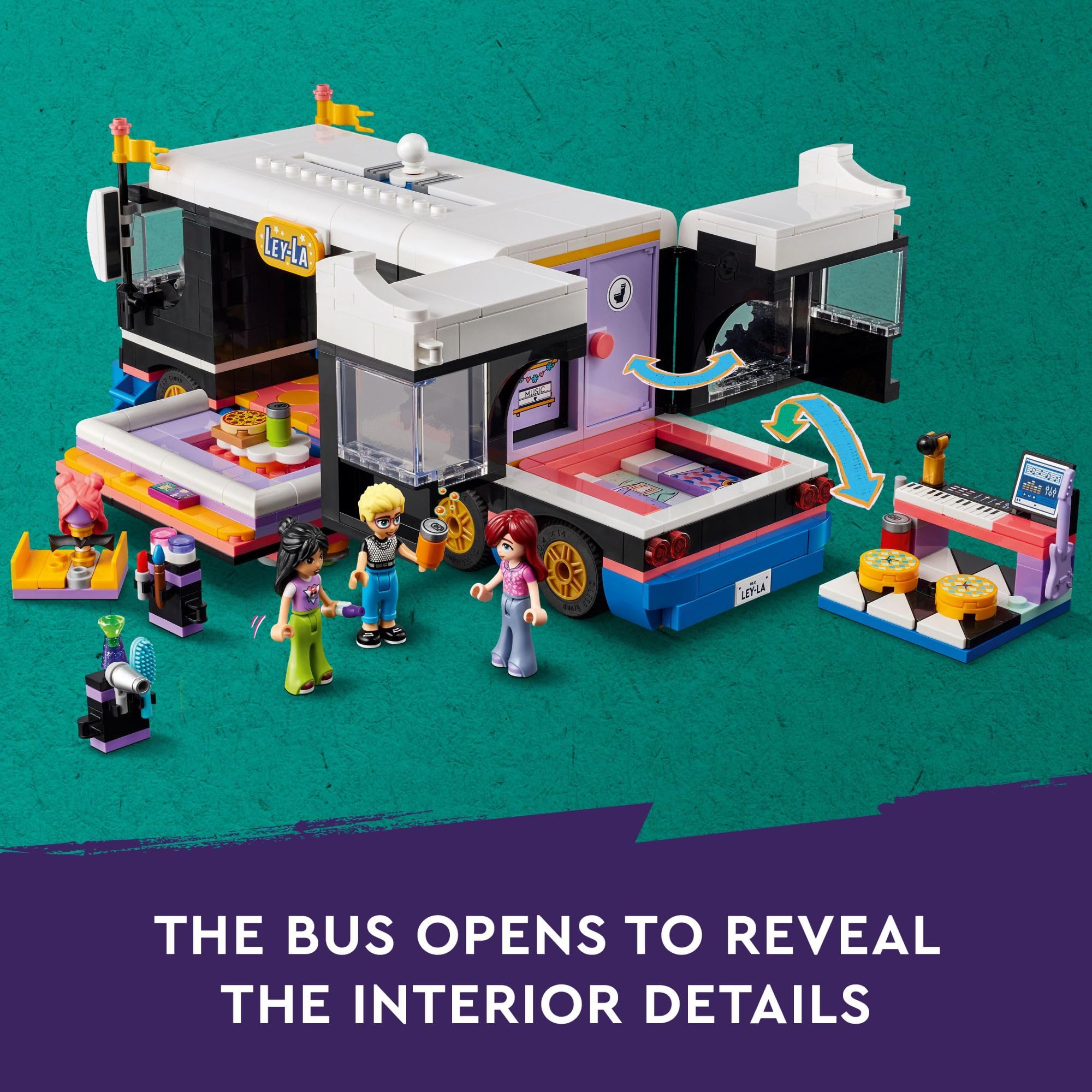LEGO Friends Pop Star Music Tour Bus Building Toy Set with 4 Mini-Doll Figures - Creative Construction Kit for Kids Ages 8+ - Perfect Birthday Gift for Girls & Boys - Inspire Musical Play & Social-Emotional Learning (Model 42619) | Great for Pretend Play, STEM Learning & Group Activities