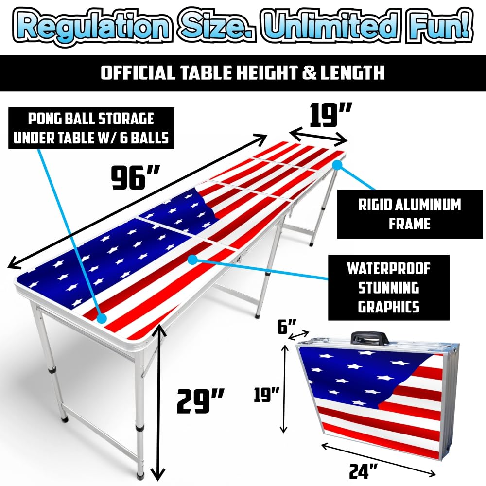 8-Foot Folding Table with Cup Holders & LED Lights - Heavy Duty Portable Table for Parties, Events, and Outdoor Use - Custom Graphics Available (Multiple Models)