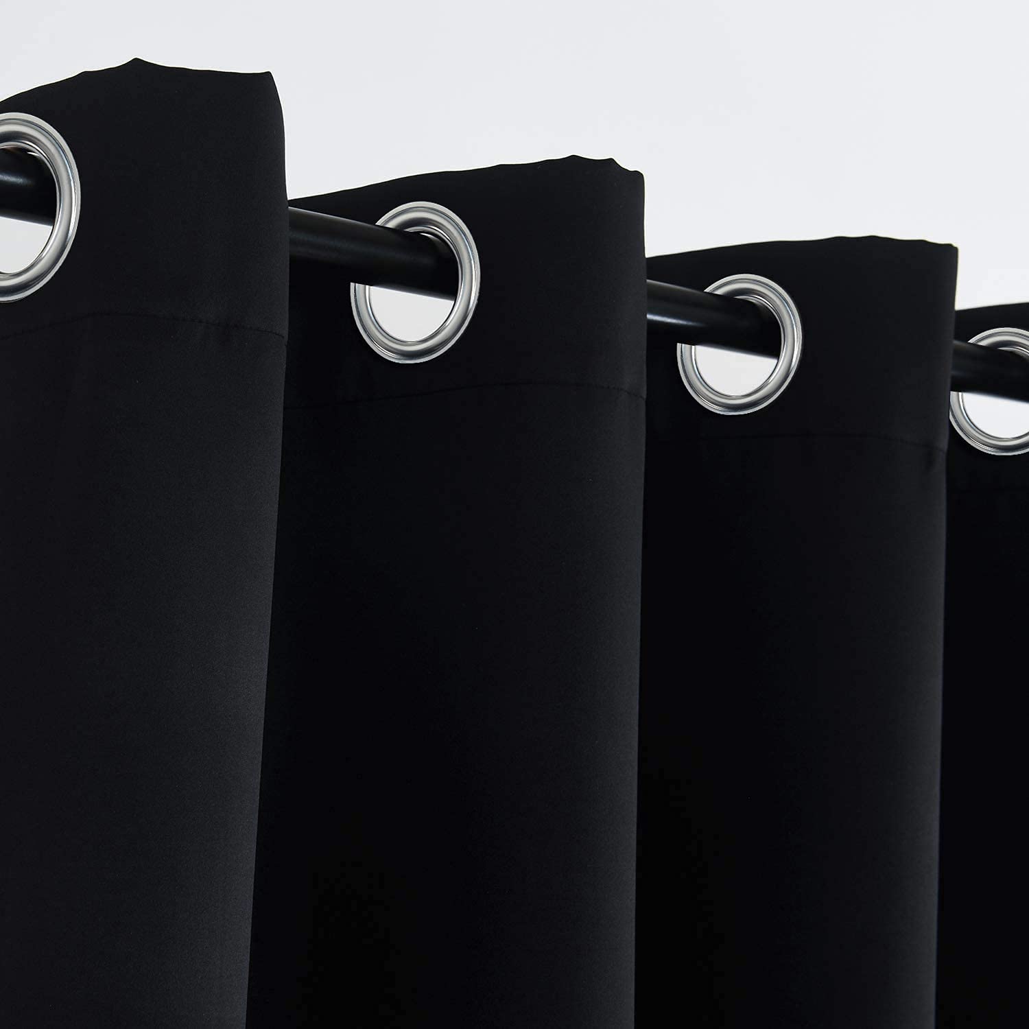Blackout Thermal Insulated Curtains 72x72 Inches - Black Grommet Top Window Drapes for Bedroom & Kitchen - Noise Reducing & Energy Saving - Perfect for Home, Office, and Apartment Decor