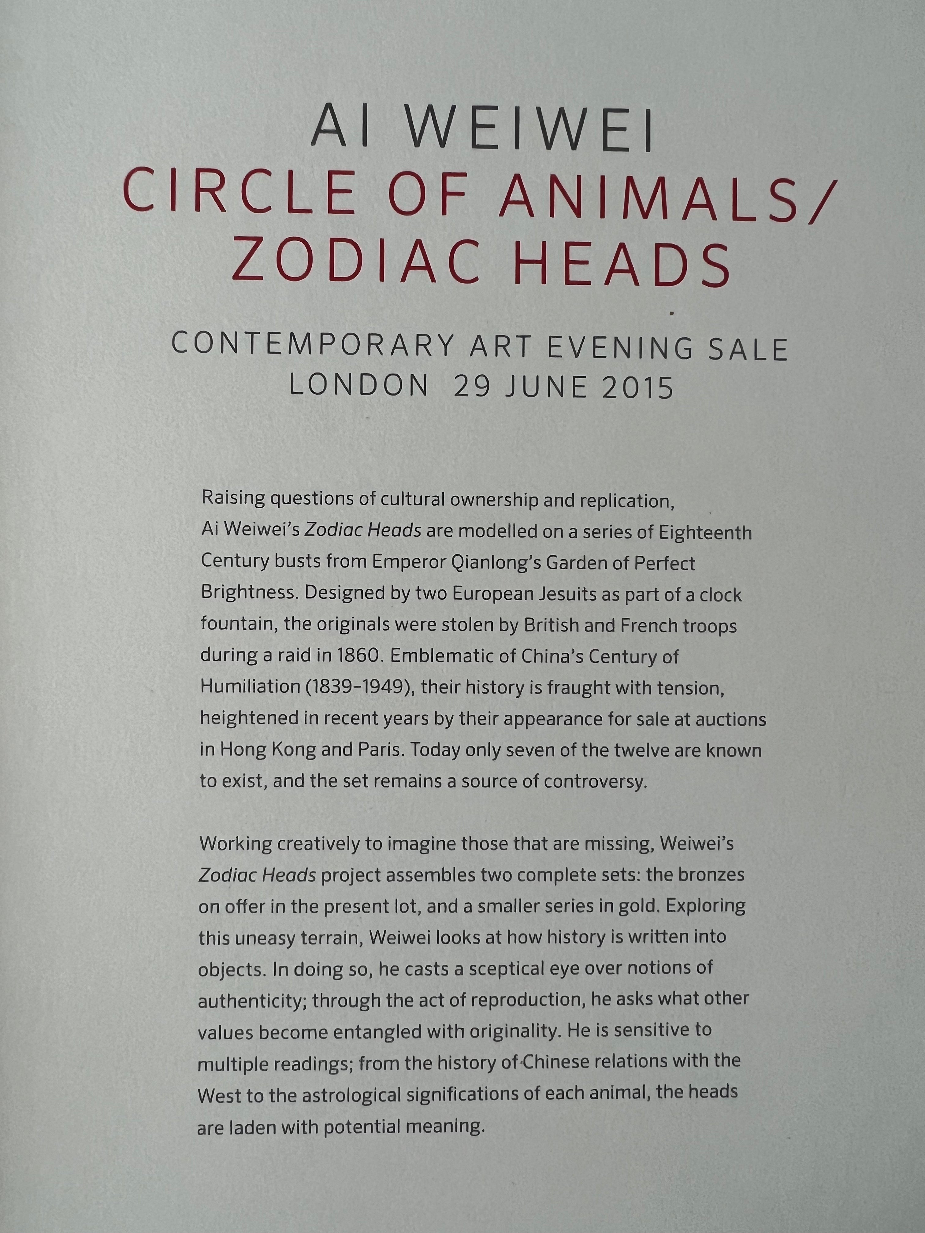 Ai Weiwei Circle of Animals/Zodiac Heads Sculpture - Limited Edition Art Collectible for Home Decor & Office Display