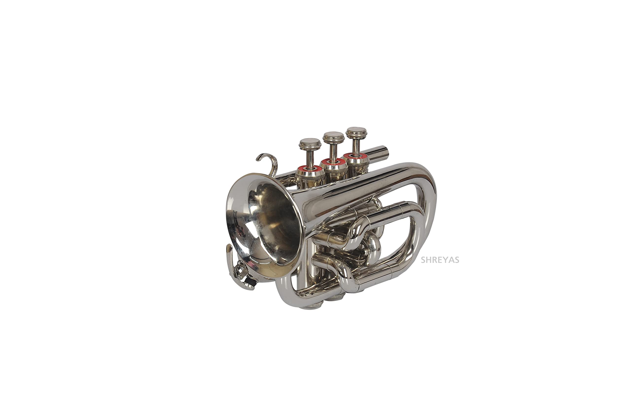 Professional Bb Pocket Trumpet Nickel Plated - Compact Brass Instrument with Hard Case & Mouthpiece - Perfect for Travel, Practice & Jazz Performances