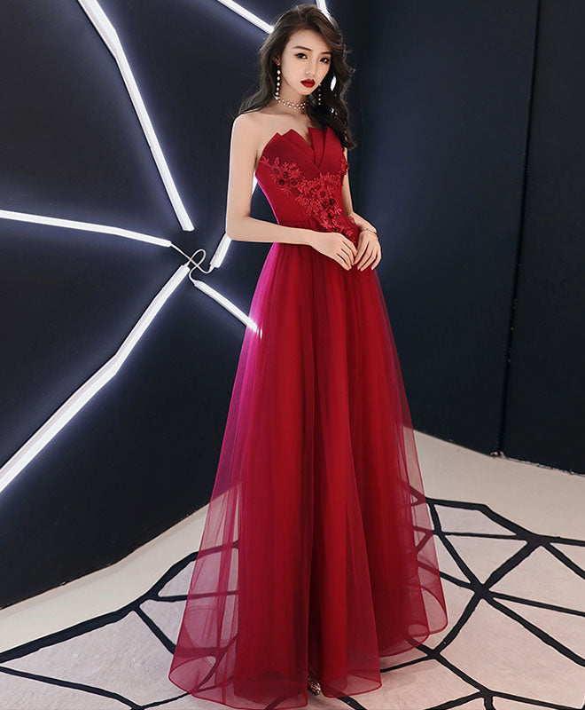 Elegant Burgundy Long Prom Dress for Women - Formal Evening Gown for Homecoming, Ball & Special Occasions