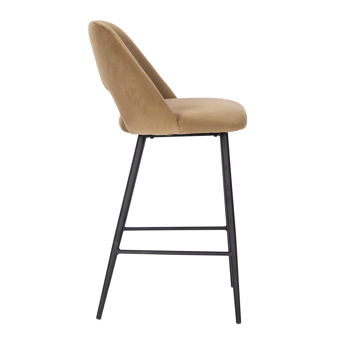 Belmont Velvet Bar Stool - Modern Upholstered Counter Height Stool with Metal Legs - Perfect for Kitchen Island, Breakfast Nook & Home Bar Decor