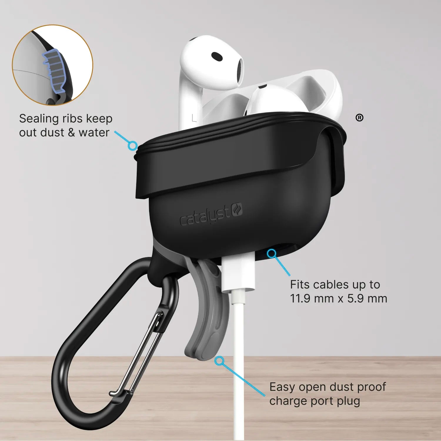 Apple AirPods (4th Generation) with Waterproof Case & Carabiner Clip - Wireless Earbuds for Running, Gym, Travel & Outdoor Activities