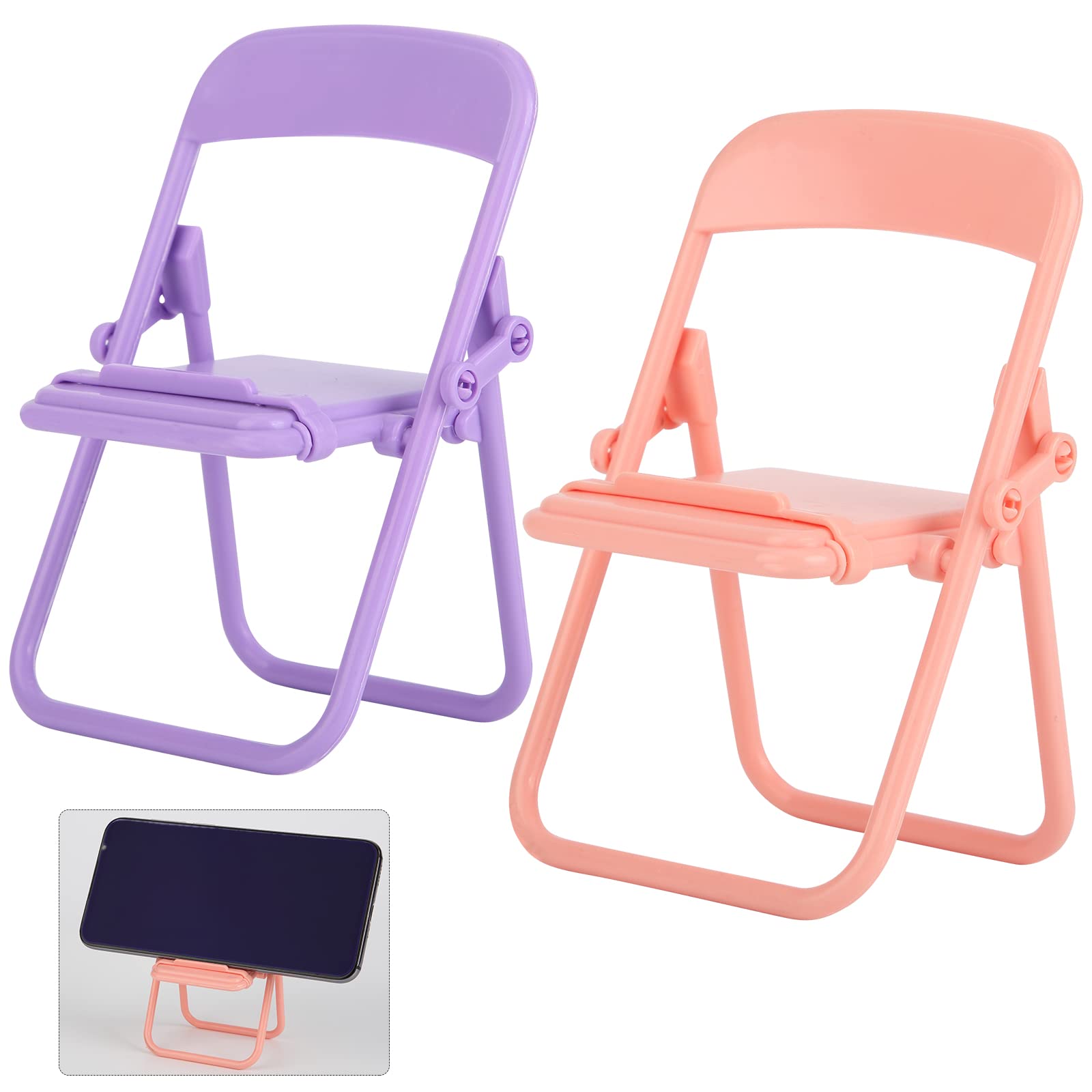 Candy Color Phone Stand 2pcs - Portable Stool Holder for Smartphones & Tablets - Home & Office Use