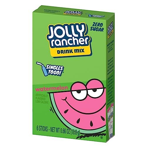 Jolly Rancher Singles To Go Drink Mix Variety Pack - Blue Raspberry, Green Apple, Watermelon & Cherry Flavors | Portable Powdered Beverage for Water Bottles, Gym, School & On-The-Go Hydration