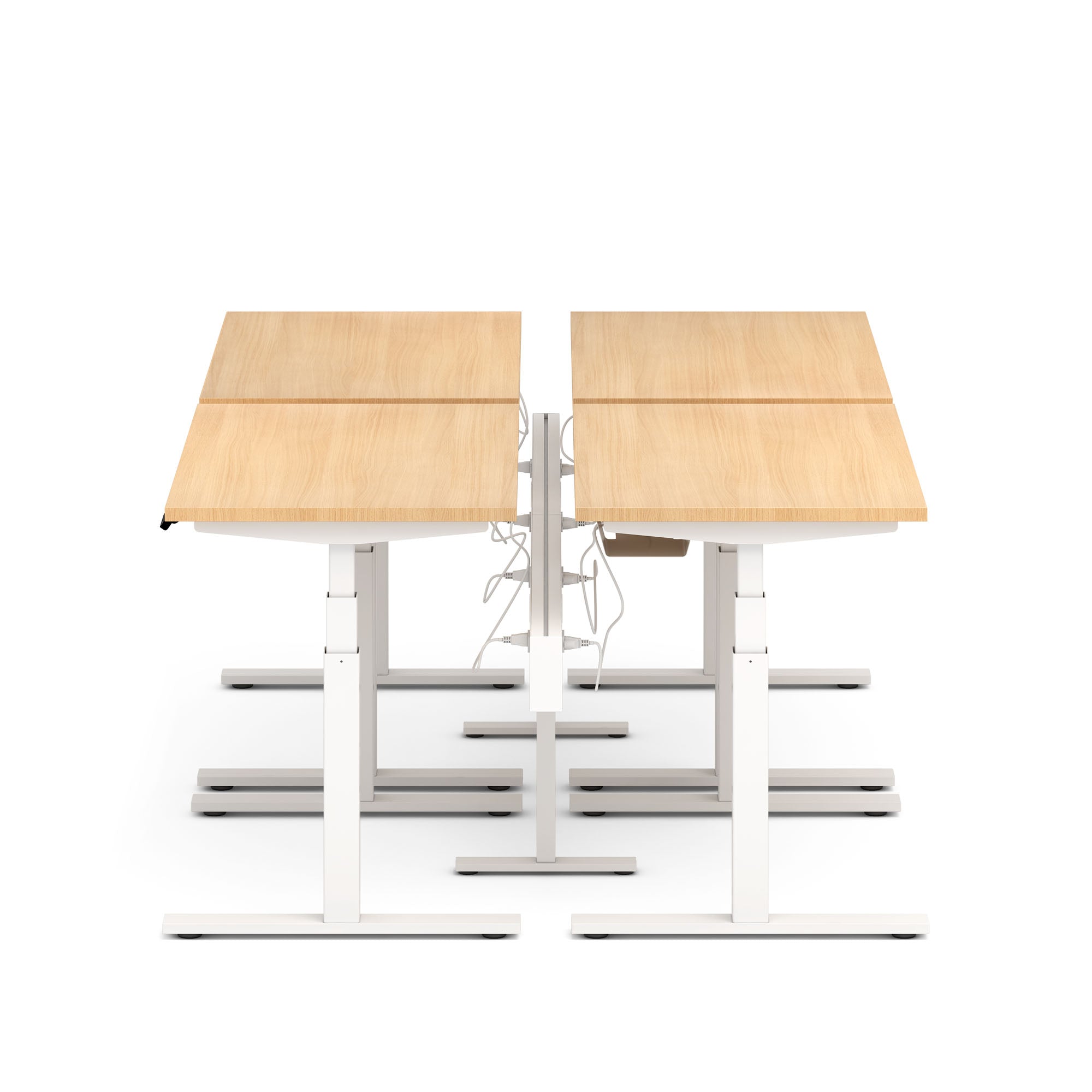 Series L Desk for 4 with Boom Power Rail - Modern Office Workstation for Collaborative Workspaces, Home Offices & Coworking Environments