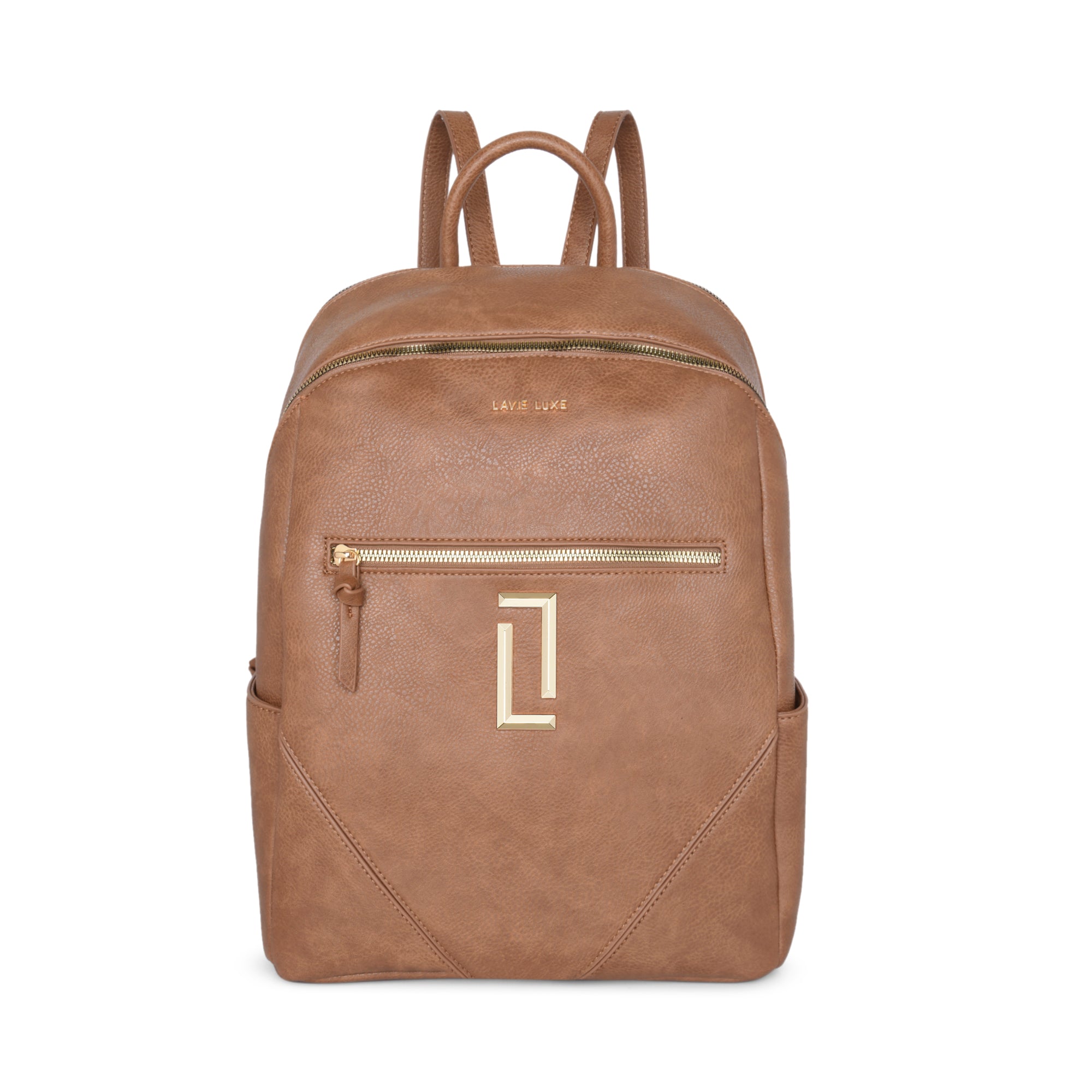 Lavie Luxe Simone Tan Medium Women's Backpack - Stylish Leather Laptop Bag for Work, Travel & College | Perfect for Professionals & Students