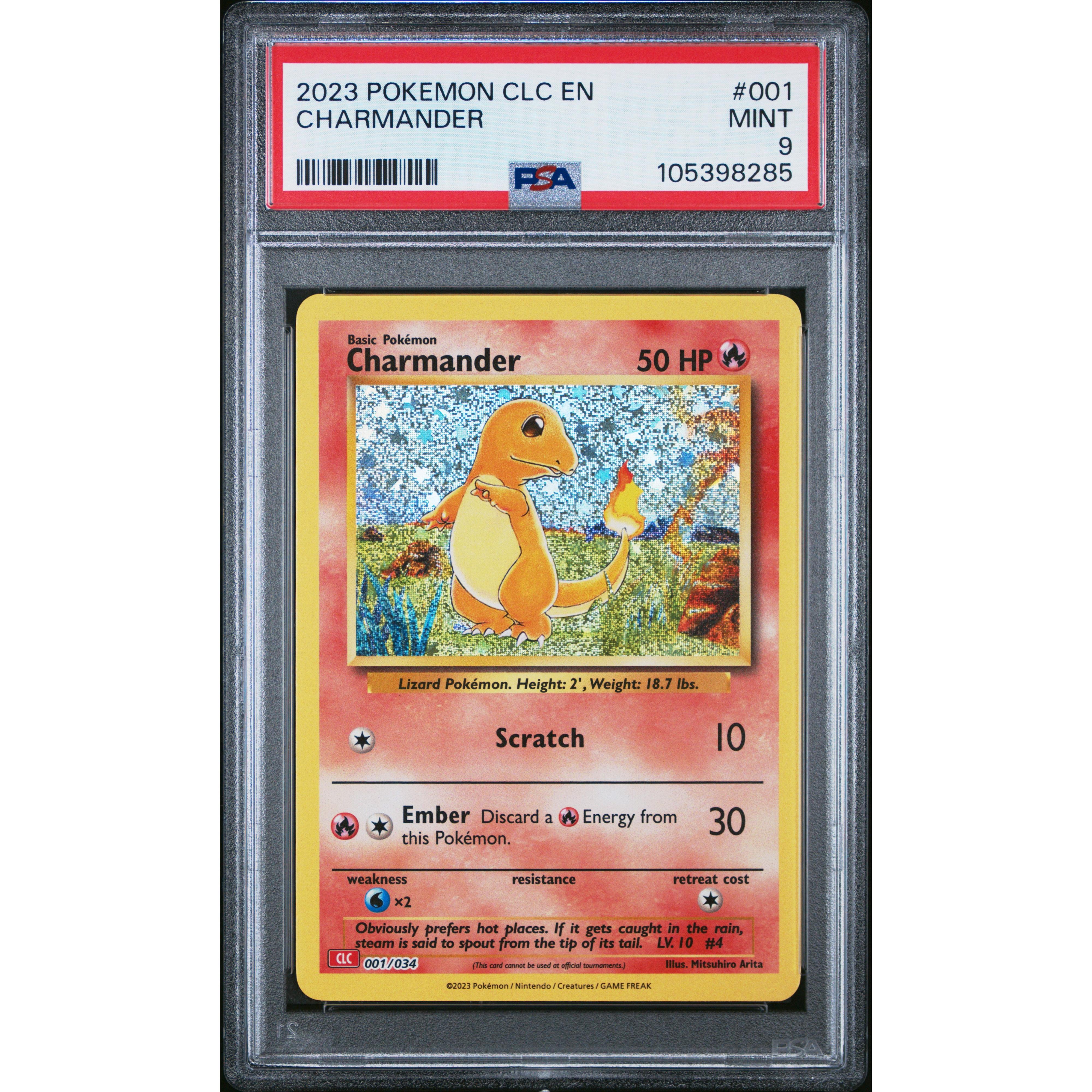 2023 Pokemon Classic Collection Charmander 001/034 PSA 9 Graded Card - Rare Collectible for Trading Card Game Enthusiasts & Perfect Gift for Pokemon Fans