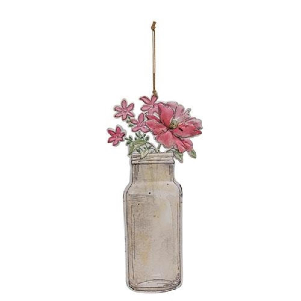 Floral Metal Hanging Vase Sign - Rustic Home Wall Decor for Farmhouse, Garden & Wedding Decorations