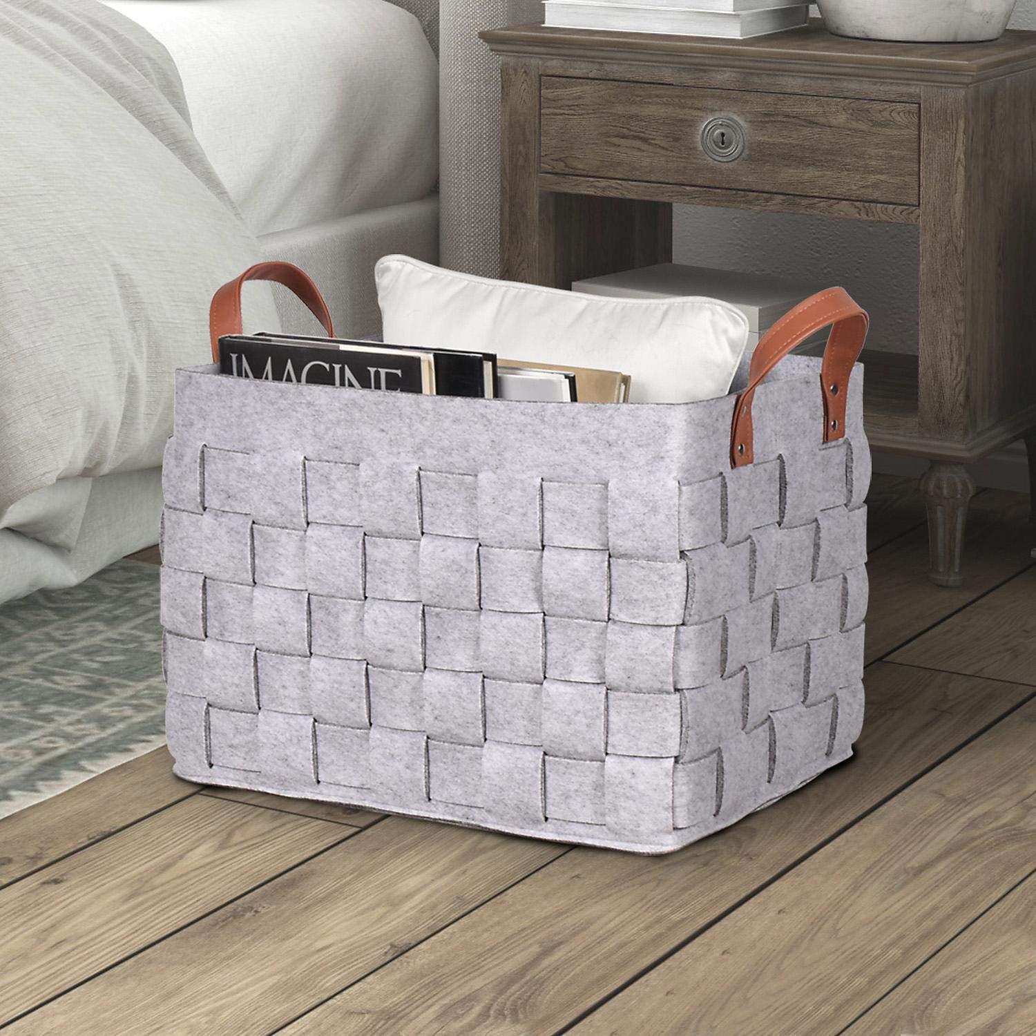Bintopia Gray Felt Woven Storage Bin for Home Organization