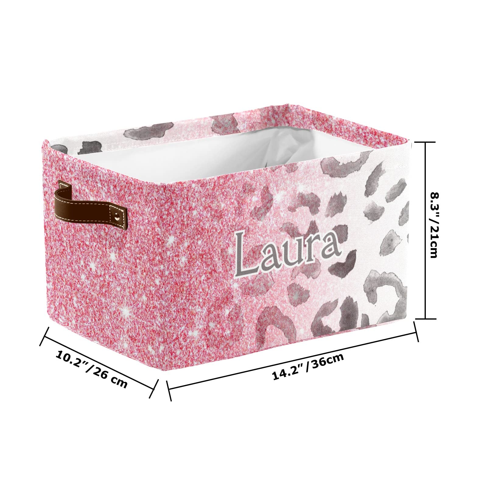 Personalized Pink Print Storage Baskets with Handles - Custom Name Family & Dog Cloth Bins, 4-Pack - Perfect for Nursery Organization, Pet Toy Storage & Home Decor