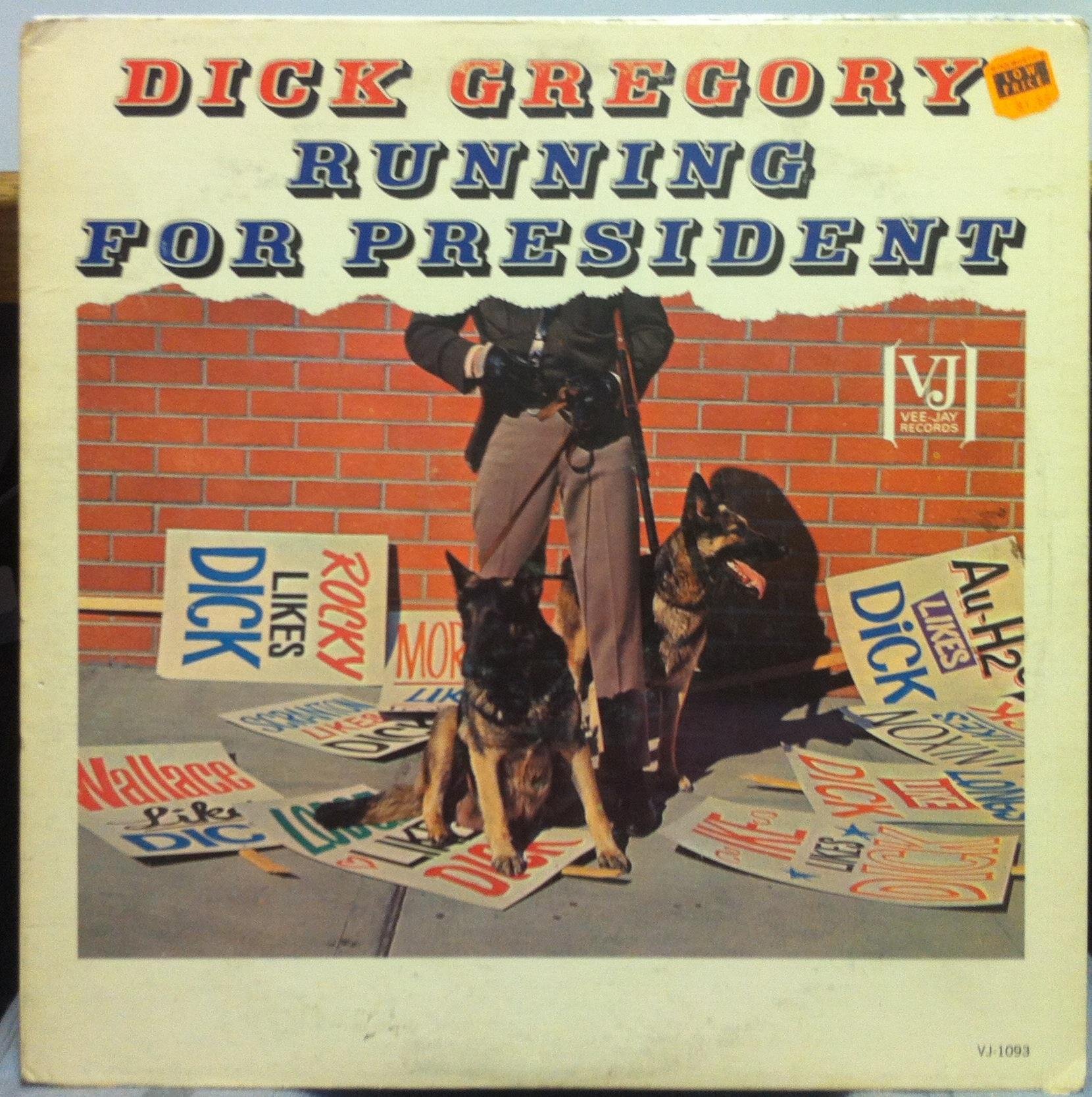 Vintage DICK GREGORY RUNNING FOR PRESIDENT Vinyl Record - Rare Political Comedy Album for Collectors & Music Lovers - Perfect for Retro Music Nights & Political Memorabilia Displays
