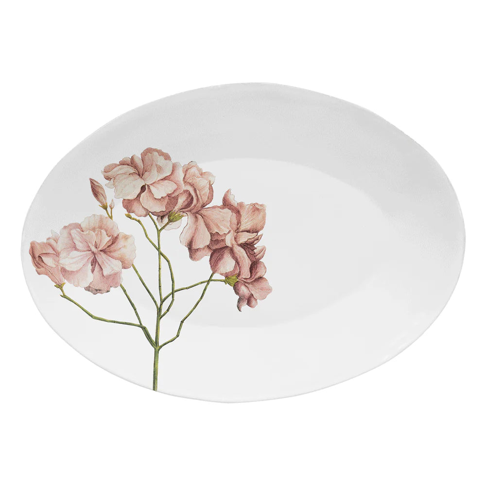 John Derian Nerium Oleander Oval Decorative Platter - Elegant Serving Tray for Dinner Parties, Home Decor & Gift Giving