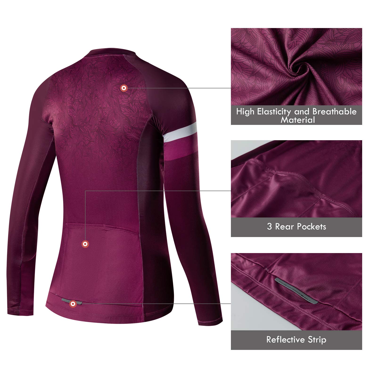 **Santic Women's Long Sleeve Cycling Jersey - Breathable Bike Shirt with Pockets for Road & Mountain Biking - Perfect for Commuting, Training & Outdoor Sports**