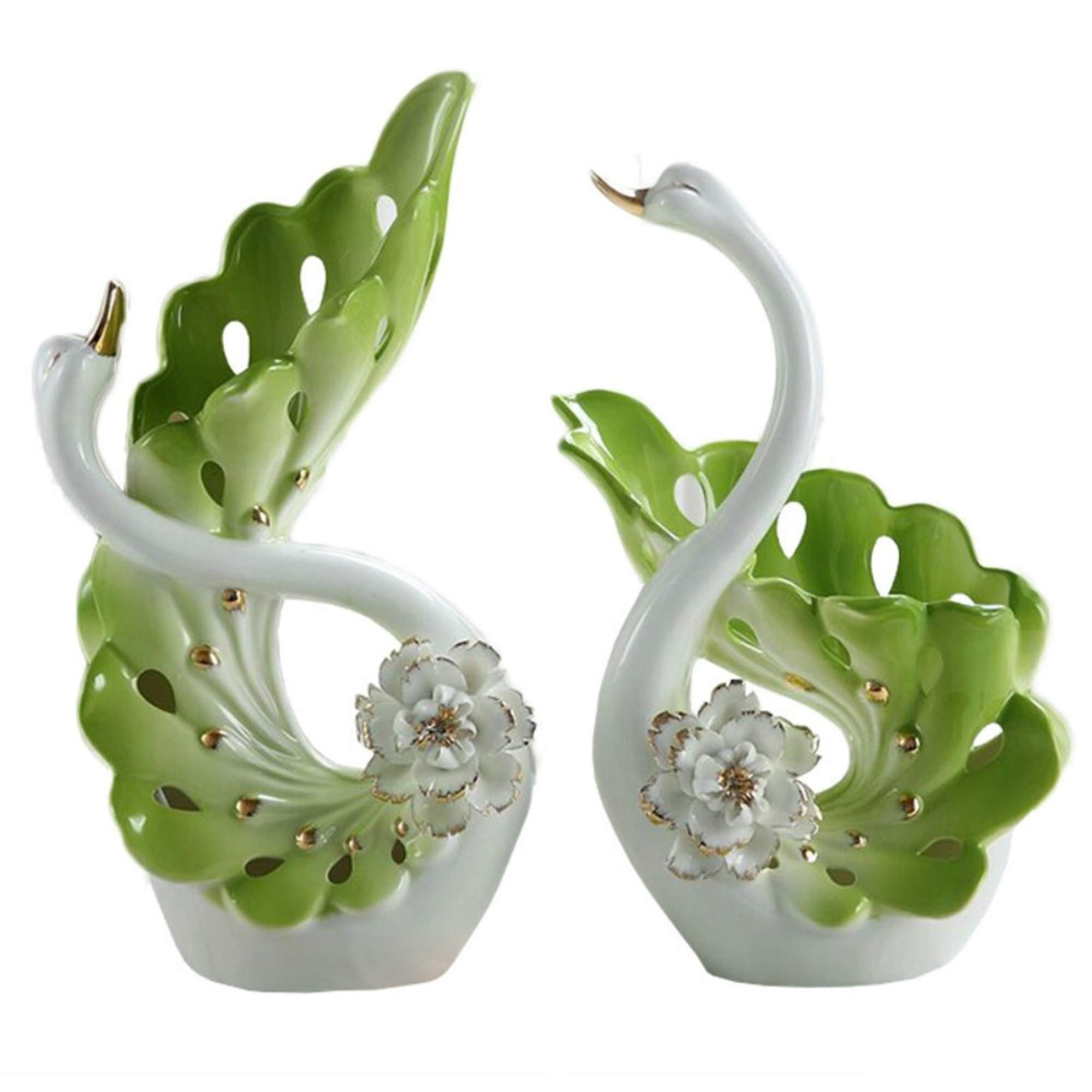 Elegant Swan Shaped Porcelain Vases - Handcrafted Ceramic Vase Set for Home Decor, Living Room Centerpiece, Wedding Gift Idea - Perfect for Dining Table, Mantel, and Luxury Interior Design