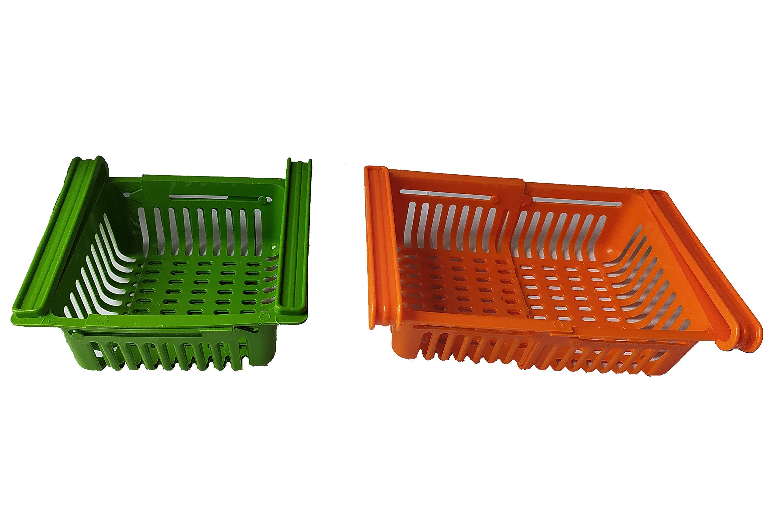 Kitchwish Adjustable Refrigerator Storage Basket - 4 Pack Plastic Kitchen Organizer for Fruits & Vegetables - Fridge Door Shelf & Cabinet Organizer - Perfect for Kitchen, Pantry & Refrigerator Organization