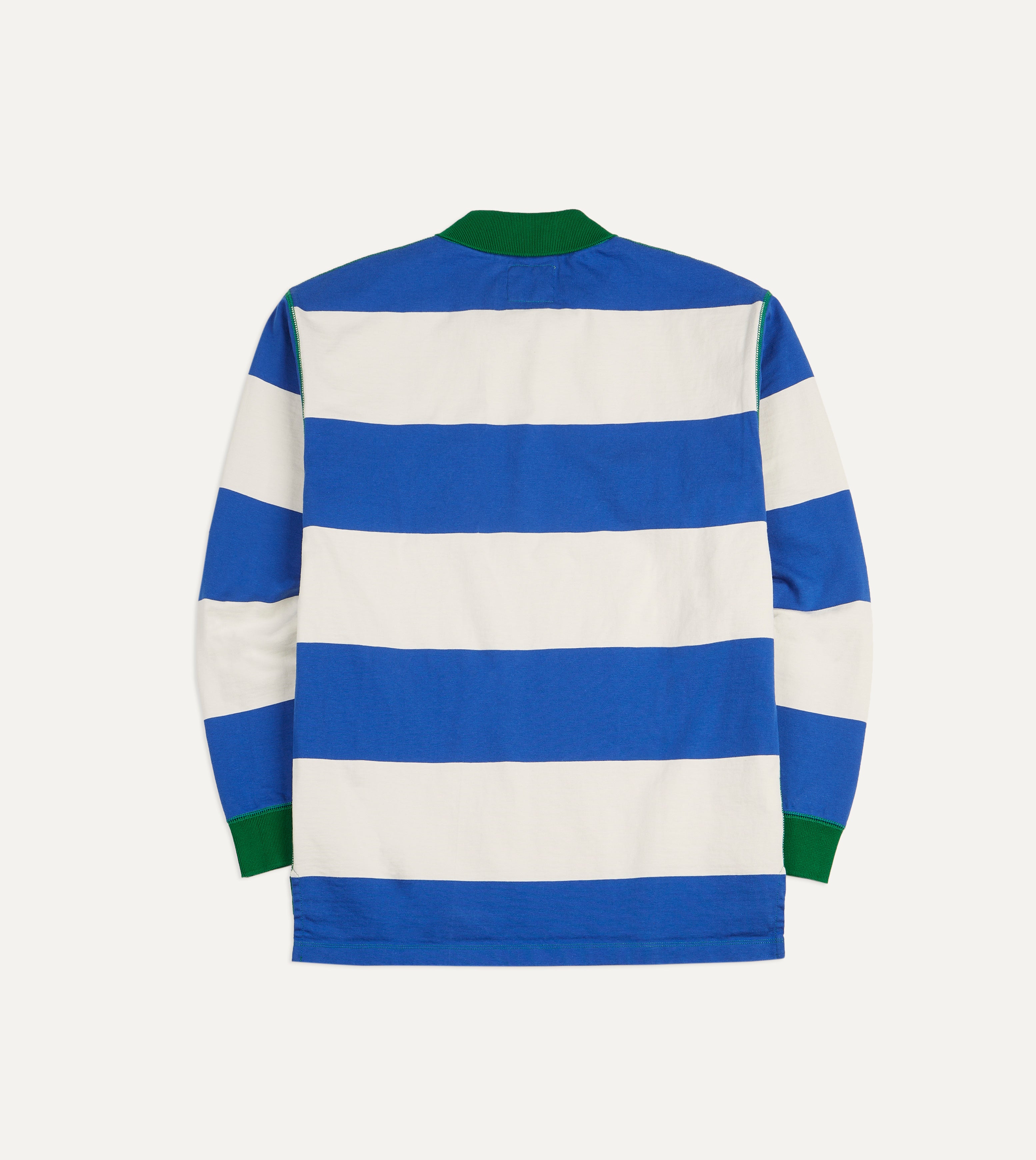 Blue and White Striped Mock Collar Long Sleeve Jersey Top - Women's Casual Wear for Work, Date Night & Everyday Comfort