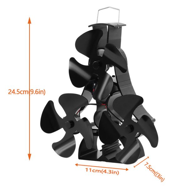 12 Blade Heat Powered Stove Fan with 3 Motors - Auto Cooling Fan for Wood Burning Stoves & Fireplaces - Silent Operation for Home, Cabin & RV Heating (Model VDSF634RX)