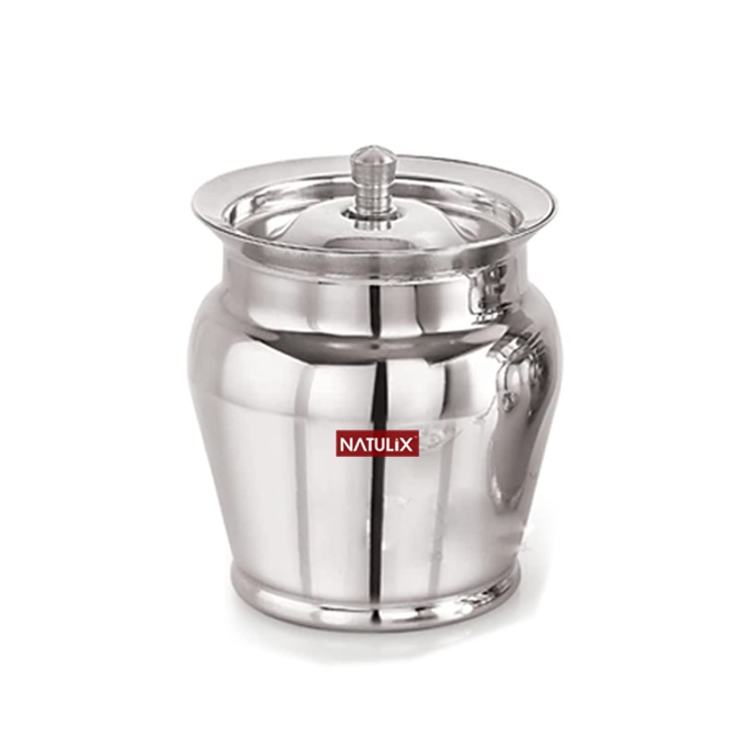 Premium NATULIX Stainless Steel Ghee Pot with Spoon & Lid - 400ml (Pack of 2) - Silver - Ideal for Cooking, Storage & Serving Organic Ghee, Butter & Oils