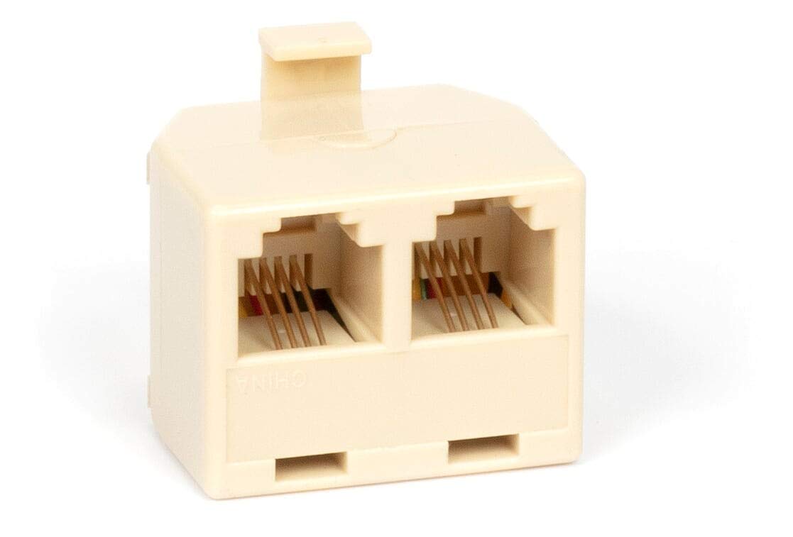 2-Way Duplex RJ11 Phone Jack Splitter Adapter - Ivory (1 Pack) | Connect 2 Phone Lines to 1 Wall Outlet | Ideal for Home & Office Landline Phones