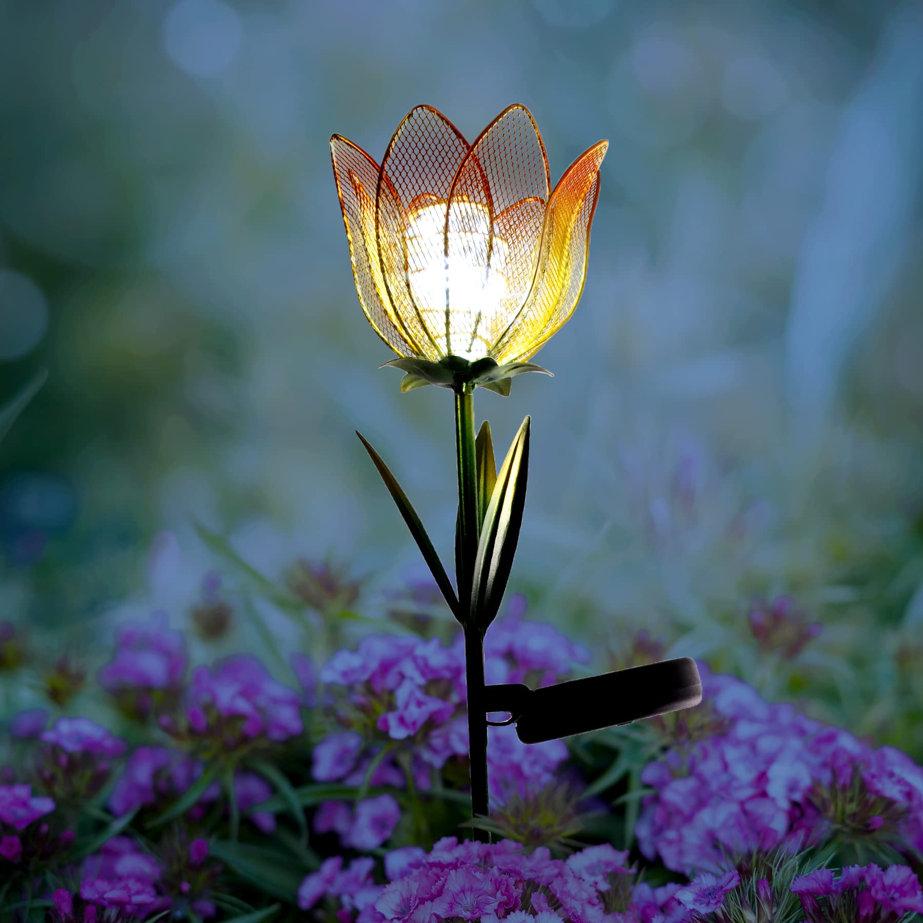 Solar LED Yellow Flower Garden Stake - Waterproof Outdoor Decorative Light for Yard, Lawn, Patio, Deck, Pathway, Pond & Backyard | Perfect for Landscape Lighting, Garden Decor & Nighttime Ambience