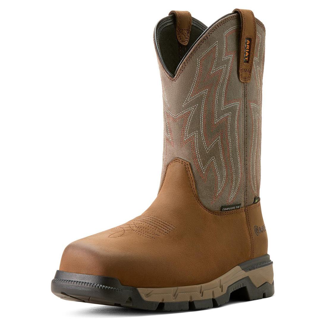 Rebar Flex Composite Toe SD Work Boots - Distressed Brown - Lightweight Safety Shoes for Construction, Warehouse & Outdoor Work