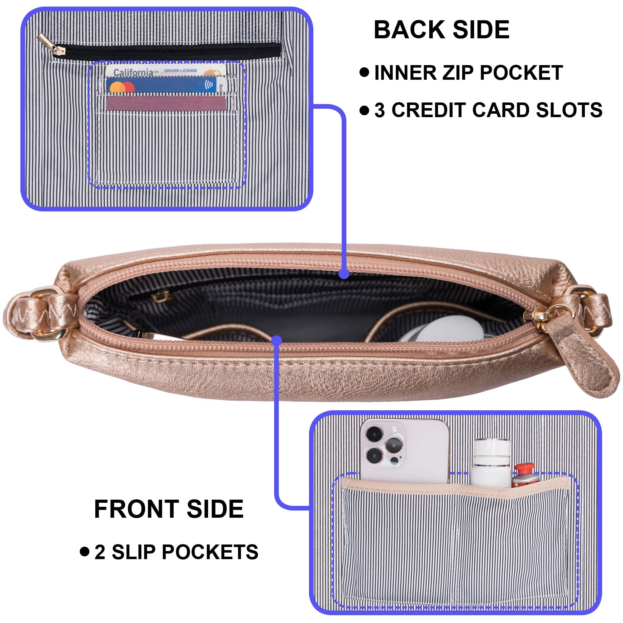 Solene Multi-Zipper Pocket Crossbody Bag with Adjustable Strap - Lightweight Travel & Everyday Messenger Purse for Women - Perfect for Work, Shopping & Daily Essentials