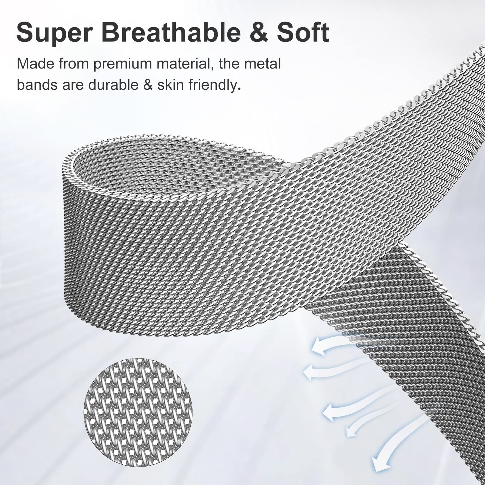 Premium Stainless Steel Apple Watch Bands for Series 8/7/6/5/4/3/2/1/SE/Ultra - 38mm 40mm 41mm 42mm 44mm 45mm 49mm Replacement Bracelet - Stylish Unisex Metal Strap for Men & Women - Perfect for Workouts, Office & Everyday Wear