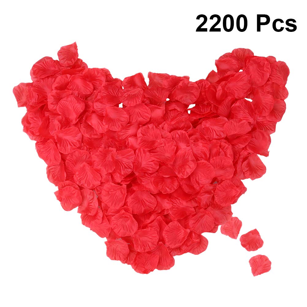 2200pcs Red Silk Rose Petals - Premium Fake Rose Petals for Wedding Decorations, Valentine's Day, Sweetest Day, Table Confetti, Dinner Party Decor, Proposal & Romantic Events - Perfect for Aisle Scattering, Centerpieces, and Photo Backdrops