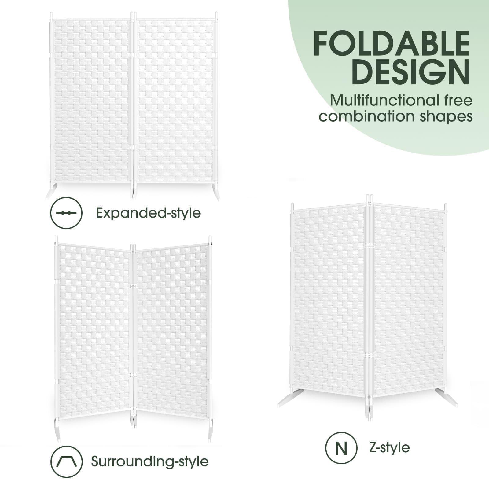 2 Panel Folding Room Divider Screen - White Freestanding Privacy Partition for Home & Office | Portable Space Separator for Bedroom, Living Room, Changing Room & Studio Decoration