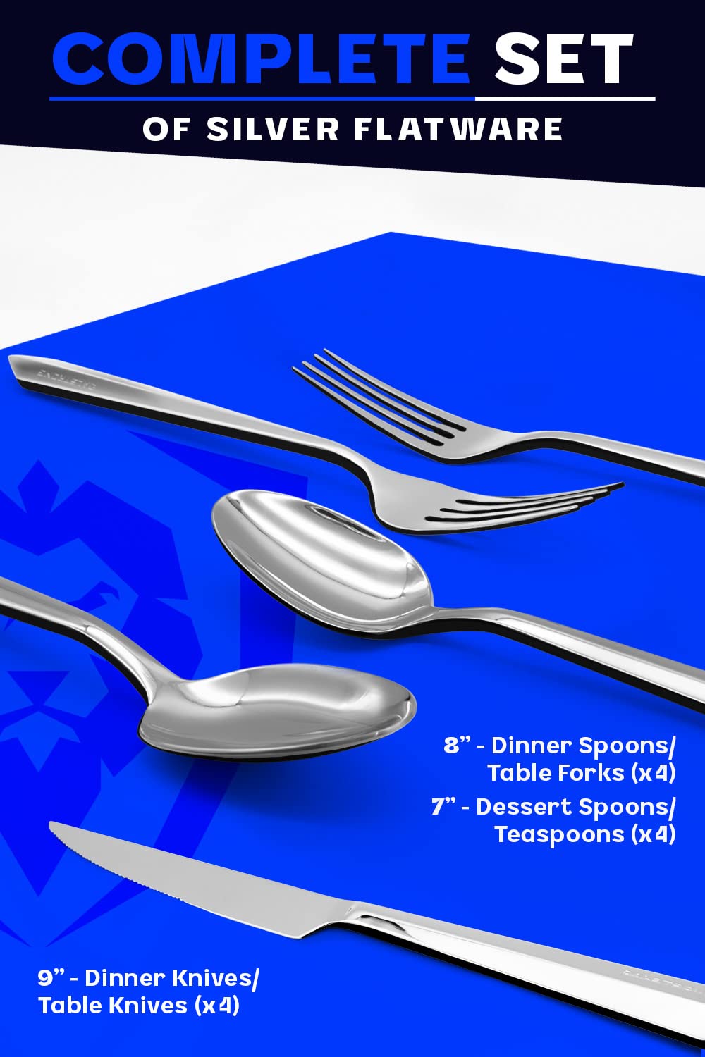 Premium DALSTRONG 20-Piece Flatware Cutlery Set - High-Carbon Stainless Steel Silverware (4 Dinner Knives, Forks, Spoons + Dessert Forks & Spoons) - Elegant Tableware for 4 - Perfect for Dinner Parties, Weddings & Holiday Gatherings